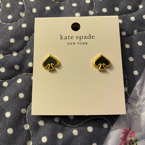 kate spade Jewelry - Kate Spade ♠️ black and gold logo earrings NWT